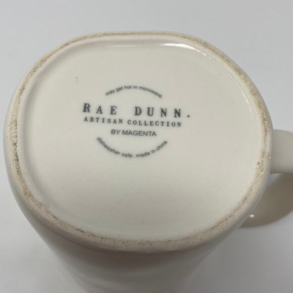 Rae Dunn JET SET Typewriter Lettering White Teal Kitchen Farmhouse Ceramic Mug - Picture 3 of 7